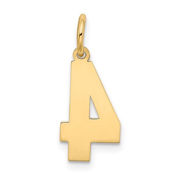 14k Yellow Gold, Jersey Collection, Medium Number 4 Pendant - Picture 3 of 5